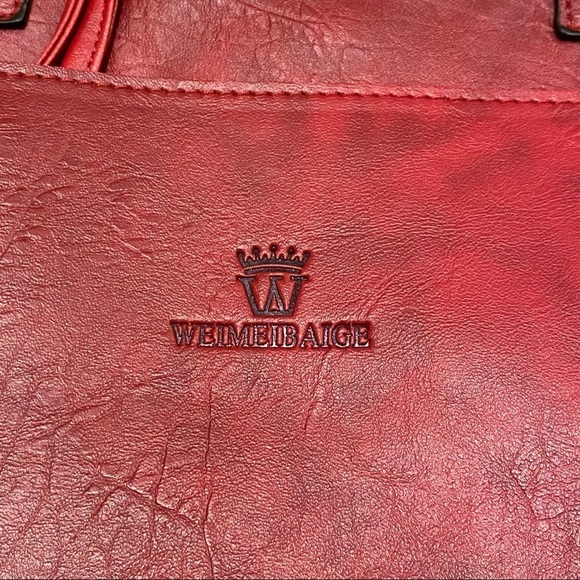 Weimeibaige Bag Large Red Braided Handle NWOT - Picture 4 of 7